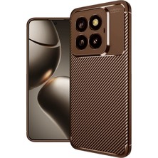 Ankaverse®   Mi 14T Pro Kılıf Auto Focus Karbon Kapak - Kahverengi