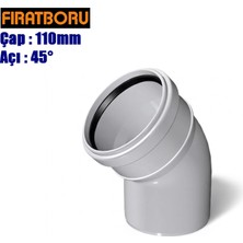Fırat Pvc 110X45 Açık Dirsek, Pvc Açık Dirsek, 1 Adet