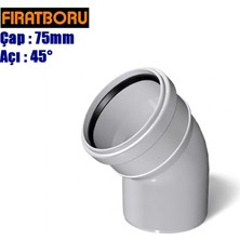 Fırat Pvc 75X45 Açık Dirsek, Pvc Açık Dirsek, 1 Adet