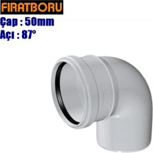 Fırat Pvc Kapalı Dirsek 50X87, Pvc Dirsek 87° Kapalı, 1 Adet