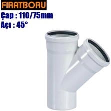 Fırat Pvc Tek Çatal 110/75MM 45°, Pvc Tek Çatal 45°, 1 Adet