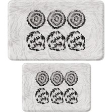 Sevimli Tasarımlı Mikrofiber 2'li Takım Banyo Paspası, Kaymaz Taban, Makinede Yıkanabilir (40X6