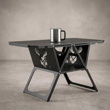 Axıs™ V2 Mat Siyah Metal Kamp Masası, 1mm Çelik Gövde, Profesyonel Katlanır Çantalı Outdoor