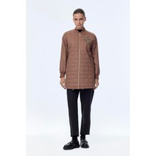 Kapitone Desenli Fermuarlı Ceket Mocha Zühre 0150