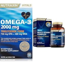 Nutraxin Vitals Omega-3 2000 Mg Epa + Dha Balık Yağı Içeren Takviye Edici Gıda (1 x 60 Kapsül)