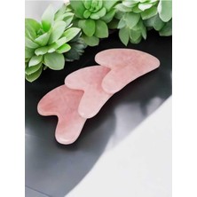Gua Sha Kalp Şekli Yüz Masaj Taşı, Pembe Kuvars, Doğal Taş