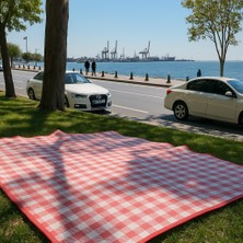 Pinterest Piknik Örtüsü 200X150 cm Su Geçirmez Çift Katlı Kamp ve Plaj Örtüsü (Kırmızı)