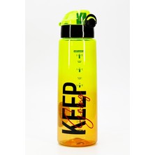 Su Matarası Tritan Geniş Ağız Su Şişesi Grafiti Spor Matarası Suluğu Bpasız 800 ml Sarı 01