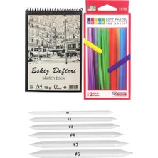 Toz Pastel Boya 12 Renk A4 Eskiz Defteri Pastel Dağıtma Kalemi 1 Paket Toz Soft Pastel Boya 12 Li