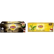 Earl Grey Bergamot Aromalı Demlik Poşet Çay 48'li Paket ve Lipton Yellow Label Demlik Poşet Çay