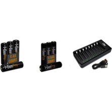 G821 8'li Pil Şarj Aleti + 4 Adet Aa Pro 2950 Mah + 4 Adet Aaa Pro 1100 Mah Şarjlı Kalem Pilli Se