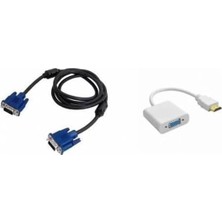 HDMI To VGA Kablo Çevirici Dönüştürücü + 1,5 Metre VGA Kablosu