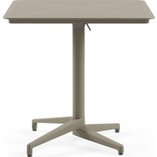 Moon Katlanır Masa 80X80 cm - Bahçe, Balkon, Kafe, Restoran Için, Iç ve Dış Mekan Vizon