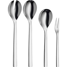 Nuova 4 Parça Servis Seti, Salata Servis Seti, Servis Kaşığı ve Servis Çatalı, Cromargan® Y�