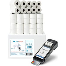 56X16 Yazar Kasa Pos Rulosu 50 Adet (5 Paket), Termal Rulo, 48 Gsm, Bitme Uyarı Şeridi, Bpa Içermez, 56MMX16M