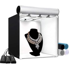 Gdx Pro Iı 60X60 cm Işıklı Ürün Çekim Çadırı 3 LED Panelli 4 Fonlu E-Ticaret Fotoğraf Seti