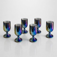 Kristal Su Bardağı,kokteyl Kadeh Seti, 135 Ml- Su Kadehi 6'li Set-Gökkuşağı