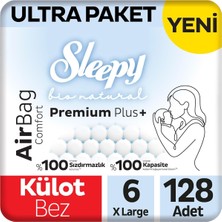 Sleepy Bio Natural Premium Plus Airbag Comfort Ultra Paket Külot Bez 6 Numara Xlarge 128 Adet