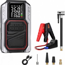 Akü Takviyeli Hava Kompresörü 150 Psı, 10.000 Mah Taşınabilir Jump Starter, Dijital Ekranlı La