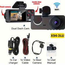 3 Kanallı Araç Içi Kamera, 1080P, Wifi, Gece Görüşlü, Ön Arka Iç Dvr BBX01CARCAM