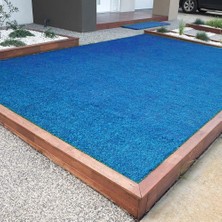 Kesme Suni Yapay Mavi Çim Halı 7 mm Balkon Teras Bahçe Dekoratif Kaymaz 100X200 cm