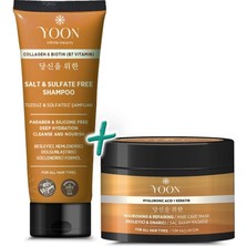 2'li Vegan Tuzsuz Şampuan & Saç Bakım Maskesi 250ML, Hyaluronik Asit, Keratin, Kolajen ve Biotin