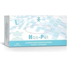 Has-Pet Pudralı Latex Eldiven, Beyaz, L Beden, 100'LÜ Paket, Doktor Eldiveni