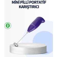 Yamanhobi Mini Pilli Portatif Karıştırıcı – Cappuccino, Latte, Frappe ve Kahve Köpürtücü