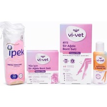 Vi-Vet 41'li Sir Ağda Bant Seti, Yüz Için 24'lü Bant, Temizleme ve Masaj Yağı, Ipek 70'li Ma