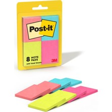 Notlar, 1 3/8 x 1 7/8 Inç, Çeşitli Ultra Renkler, 8-Pedler/paket