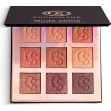 Nude Shine 9 Renk Göz Farı Paleti, Yüksek Pigmentasyon, Topaklanmaz, Kolay Dağılım