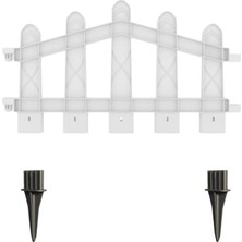 Dekoratif Plastik Bahçe ve Peyzaj Çiti 8 Adet Çit (Y: 32 Cm/g: 4.4 M) Toprak Ayaklı (Beyaz)
