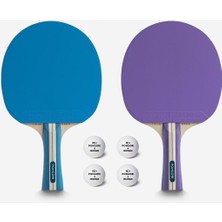 Pongori Ttr 130 Masa Tenisi Raket Seti, 4 Yıldız, Mavi/mor, 2 Raket + 4 Top