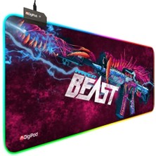 Digipod Rgb Gaming Oyuncu Mousepad 90X40 Xxl Kaymaz Taban Mouse Pad Beast 4mm Kalınlık