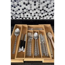 Bambu Ayarlanabilir Çekmece Içi 5 ve 7 Bölmeli Kaşıklık Organizer
