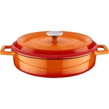 Döküm Çok Amaçlı Yayvan Tencere. Trendy Serisi ÇAP(Ø)32CM. Turuncu