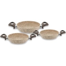 Creamy 3 Parça Granit Tava Seti Sahan Set