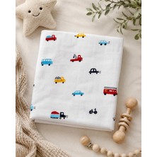 %100 Pamuk Müslin Bebek Örtüsü – Çok Amaçlı Müslin Battaniye - 100 x 100 cm (Beyaz-Kırmızı