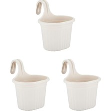 Tom1 Askılı Balkon Saksı Seti, 22.2 Cm, 3 Litre, 3 Adet, Beyaz