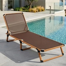 Alüminyum Katlanır ve Taşınır Şezlong Teak+Gold Black