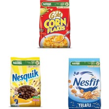 Nestlé Kahvaltılık Gevrek Paketi ( Gold Corn Flakes Mısır Gevreği, 650 G, Nesquik Kakaolu Buğ