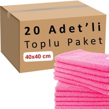 Toplu Paket 20-Adet Mikrofiber Bez Seti Pembe Renk, 40X40 cm 160 Gsm Emici Tüylenmez Çabuk Kurur M