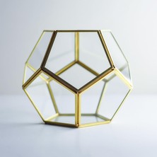 21X21X17CM Pirinç Gold Geometrik Teraryum Cam Fanus Aksesuar Çikolata Kutusu