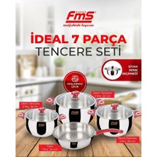 6001 Siyah Ideal 7 Parça Çelik Tencere Seti