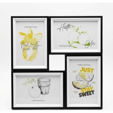 4'lü Modern Duvar Çerçeve Seti – 28.8 cm x 28.8 Cm, 10X15 cm Fotoğraf Uyumlu, Dekoratif Şık