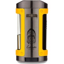 Lubinski Sehpalı Kılıflı Dört Torch Puro Çakmağı Gunmetal-Sarı