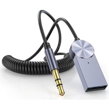 Araç Içi Bluetooth 5.0 Adaptör - Mikrofonlu Eller Serbest Aux Alıcı - Kablolu Hoparlörü Kabl
