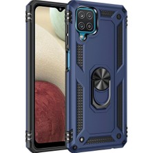 Ankaverse®  Samsung Galaxy A22 Kılıf Sofya Yüzüklü Silikon Kapak - Lacivert