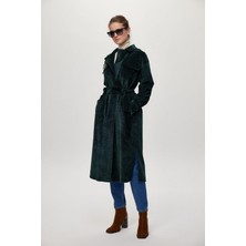 Broş Detaylı Kuşaklı Giy Çık Haki Zühre 0217