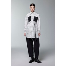 Zühre Tweed Desenli Kuşaklı Ikili Ekru Takım 1704